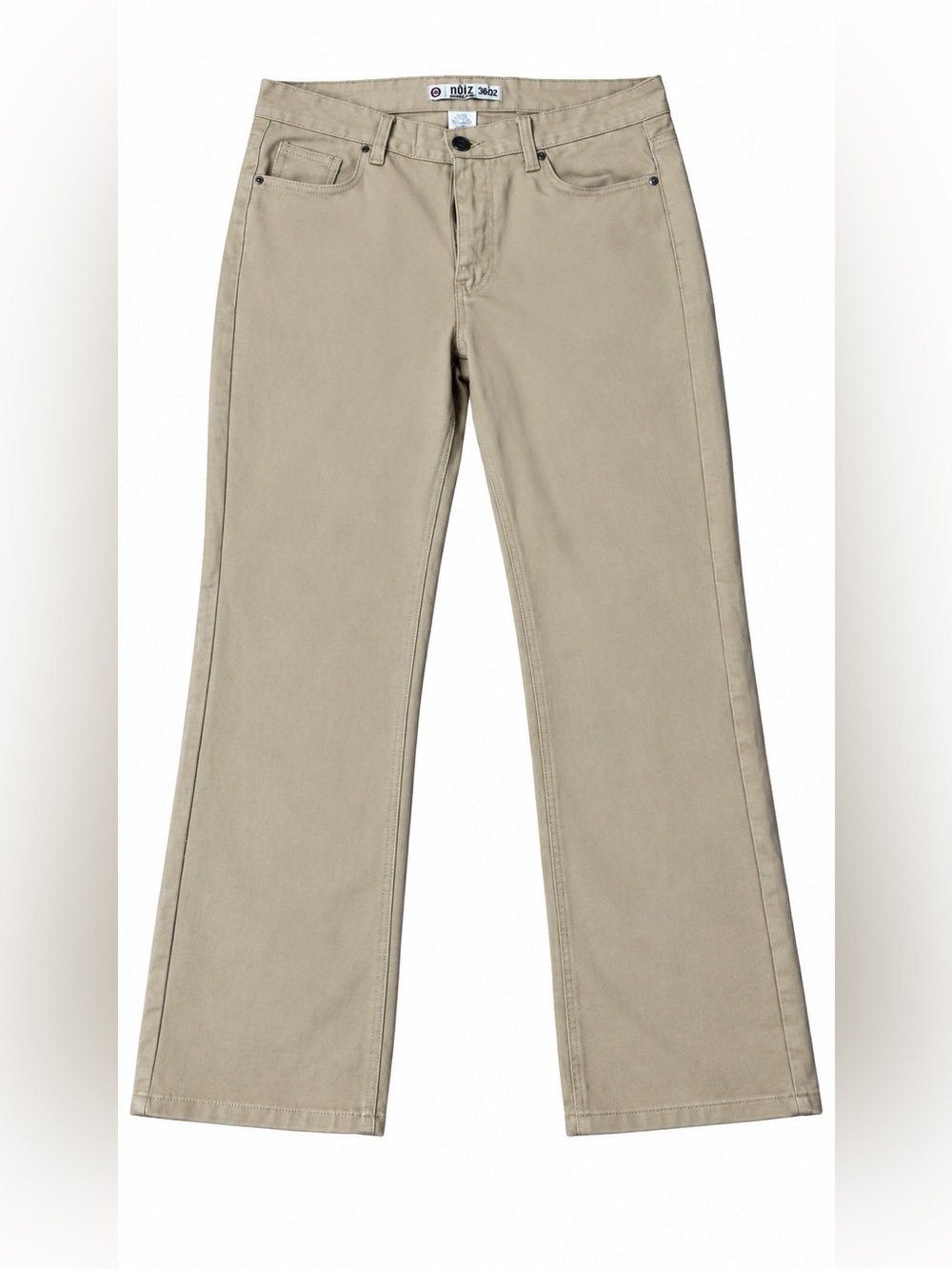 Noiz Straight-Waist Wide-Leg Jeans in Taupe